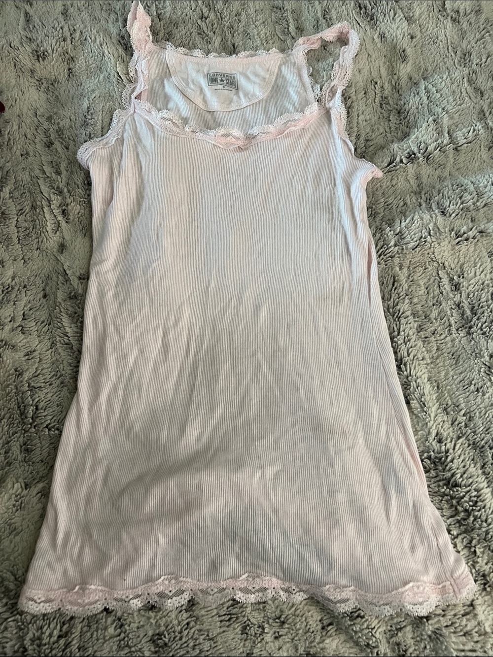 5/$10 item Converse Light Pink Ribbed Lace-Trim Camisole